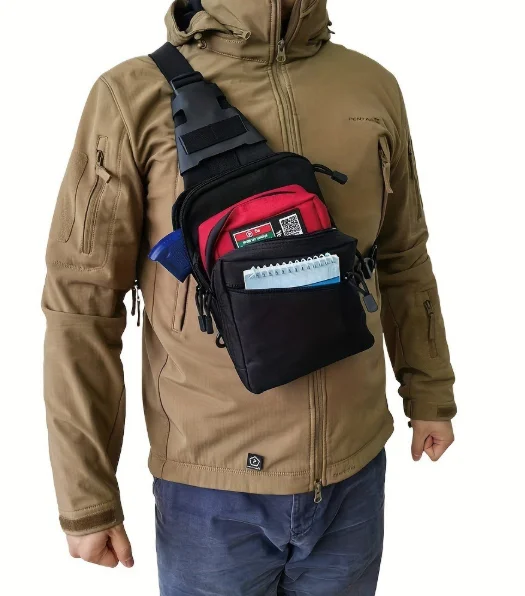 Edc Concealed Carry Sling Bag - 戦術的隠蔽型キャリースリングバッグ：EDC用クイックアクセスピストルパック – クロスボディ、ショルダー、胸部、射撃場での使用に最適（付属品付き） ファニーパック