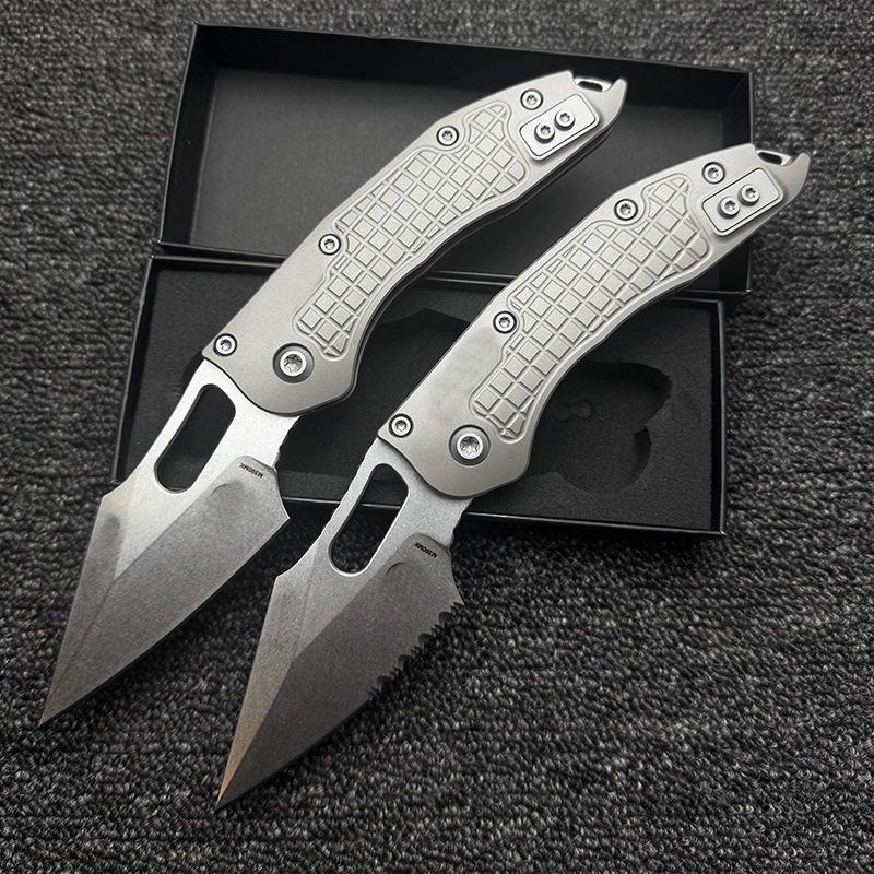 Pocket Knife Ceramic - LEMIFSHE ステッチ RamL マニュアルチタンハンドルセラミックベアリングマーク M390 ブレード狩猟屋外魚