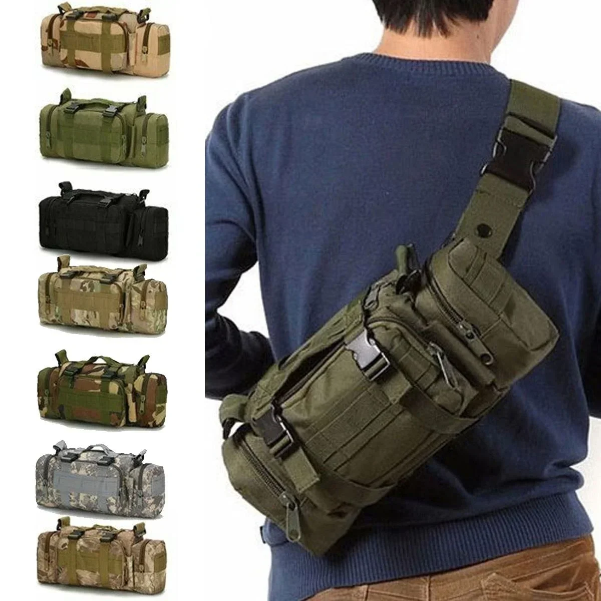 Edc Carry Bag For Men - ダッフルウエストバッグ モール防水ファニーパック カメラバッグ EDC ユーティリティポーチ ショルダーストラップ付きクロスボディ
