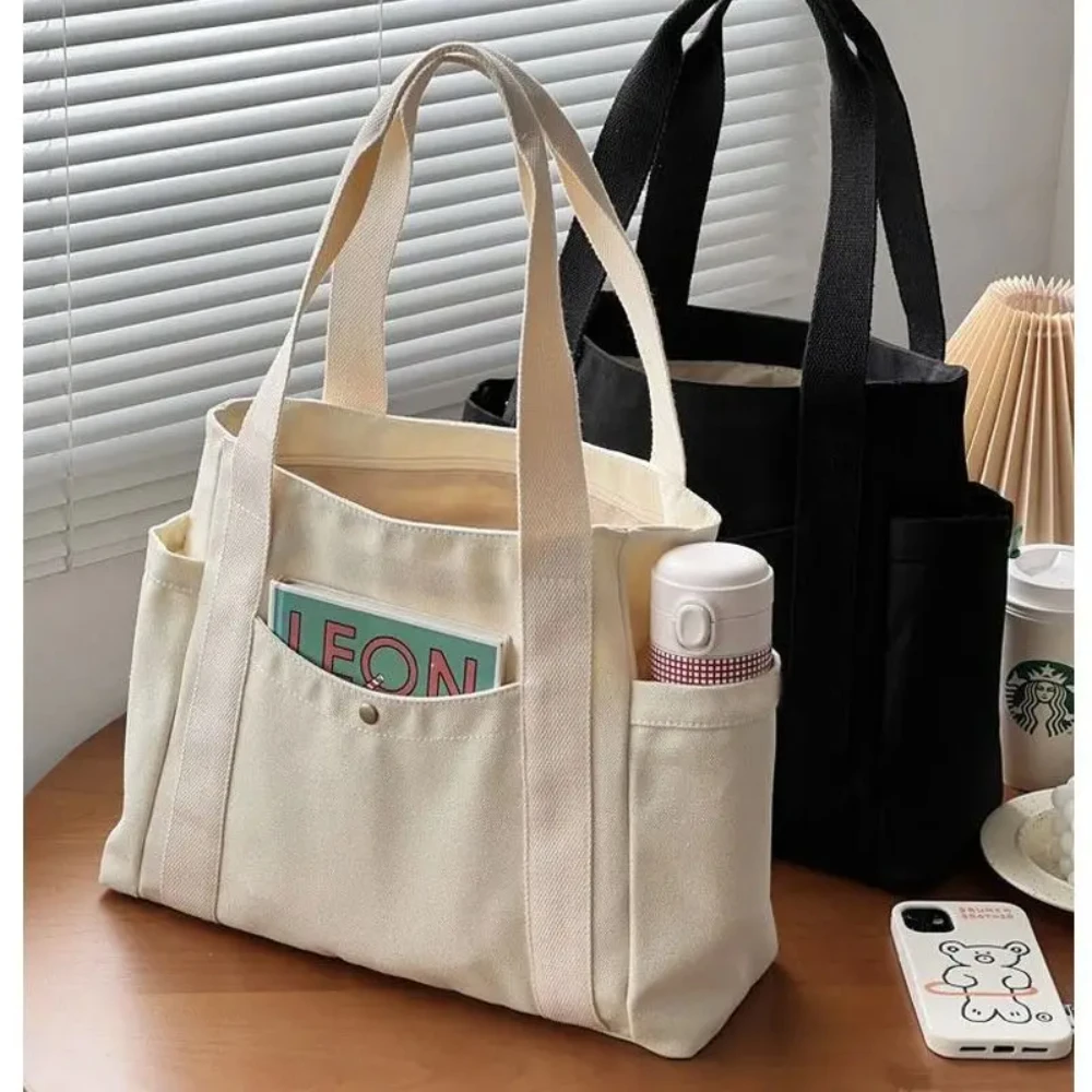 Edc Carry Bag - 大容量キャンバストートバッグ通勤通学キャリーバッグカレッジスタイル学生衣装ブックショルダーバッグショッピングバッグ