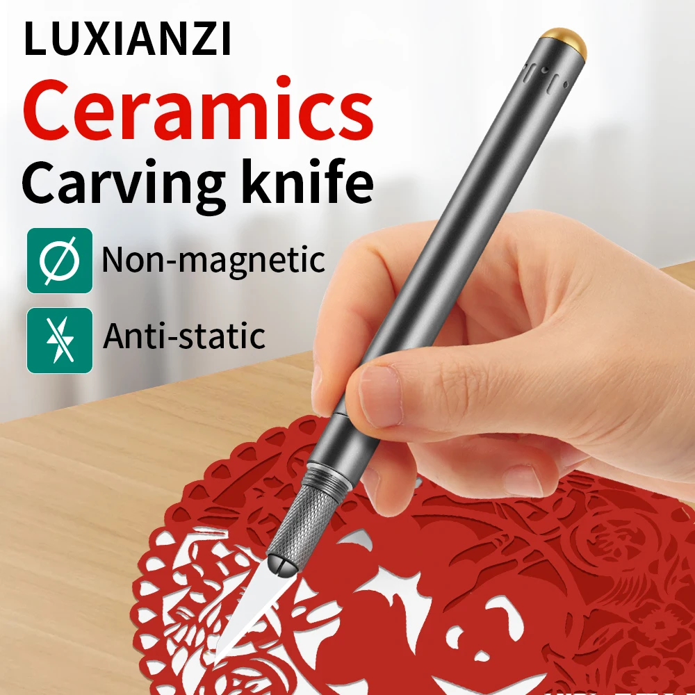 Pocket Knife Ceramic - LUXIANZI セラミック刃彫刻ナイフアルミ合金ノンスリップ手作り PCB 修理 DIY ハンドツール彫刻クラフトナイフ
