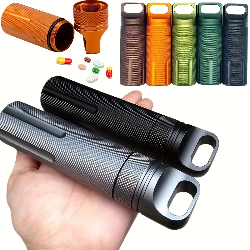 Pill Fob Capsule - 1 パックアルミ屋外乾燥容器マッチシール収納ケース防水ピルカプセルフォブボトルアルミ合金
