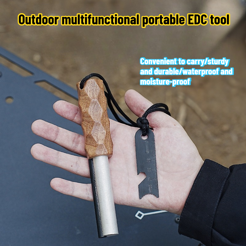 Ferro Rod Striker - シャビリ木製ハンドルアウトドアフリントサバイバルツール：携帯用ソリッドマグネシウムスティック＆フリントスティック、荒野での使用に不可欠