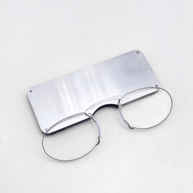 Wallet Slim Titanium - 2024 チタンミニ老眼鏡クリップ鼻ラウンド光学ガラスボックス財布ポータブル処方眼鏡度 1 に 3