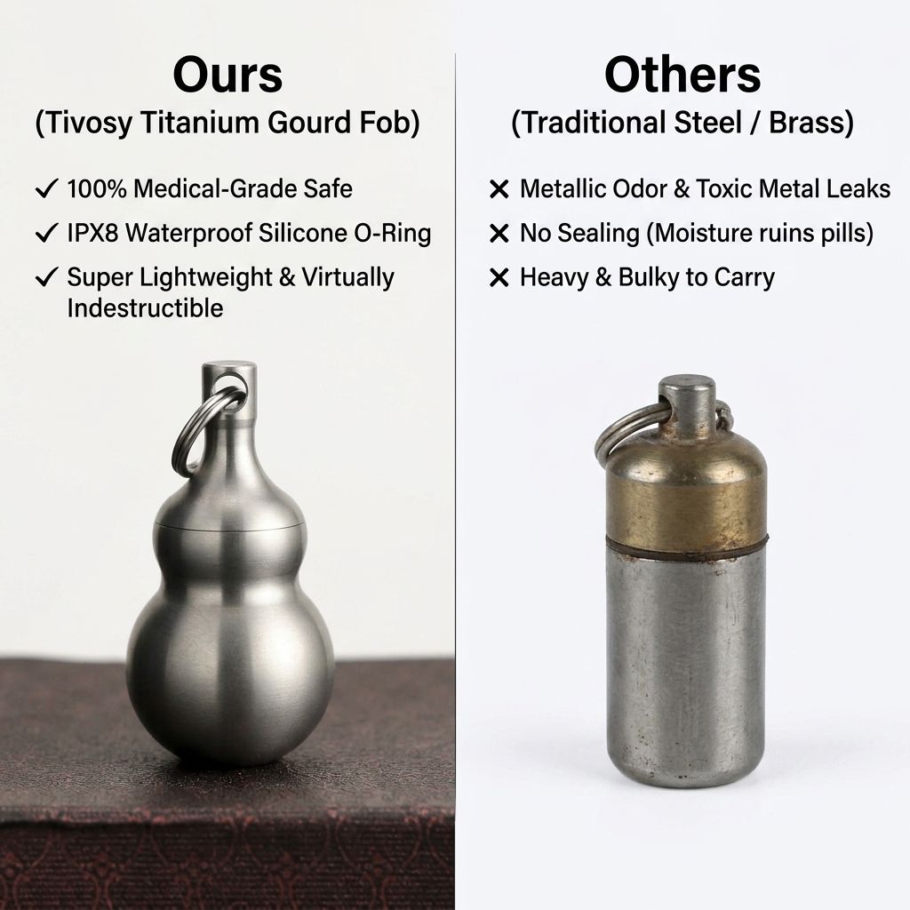 ティボシー純チタン製幸運のひょうたん型ピルホルダー防水ミニカ - Pill Fob Capsule のレビューと価格