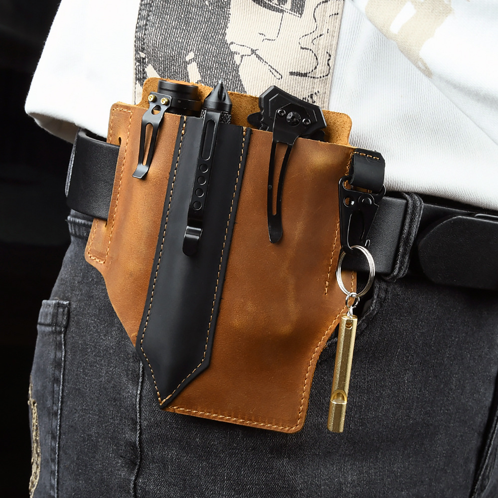 メンズトラベルタクティカルウエストバッグ、男性用本革製アウト - Edc Carry Bag For Men のレビューと価格