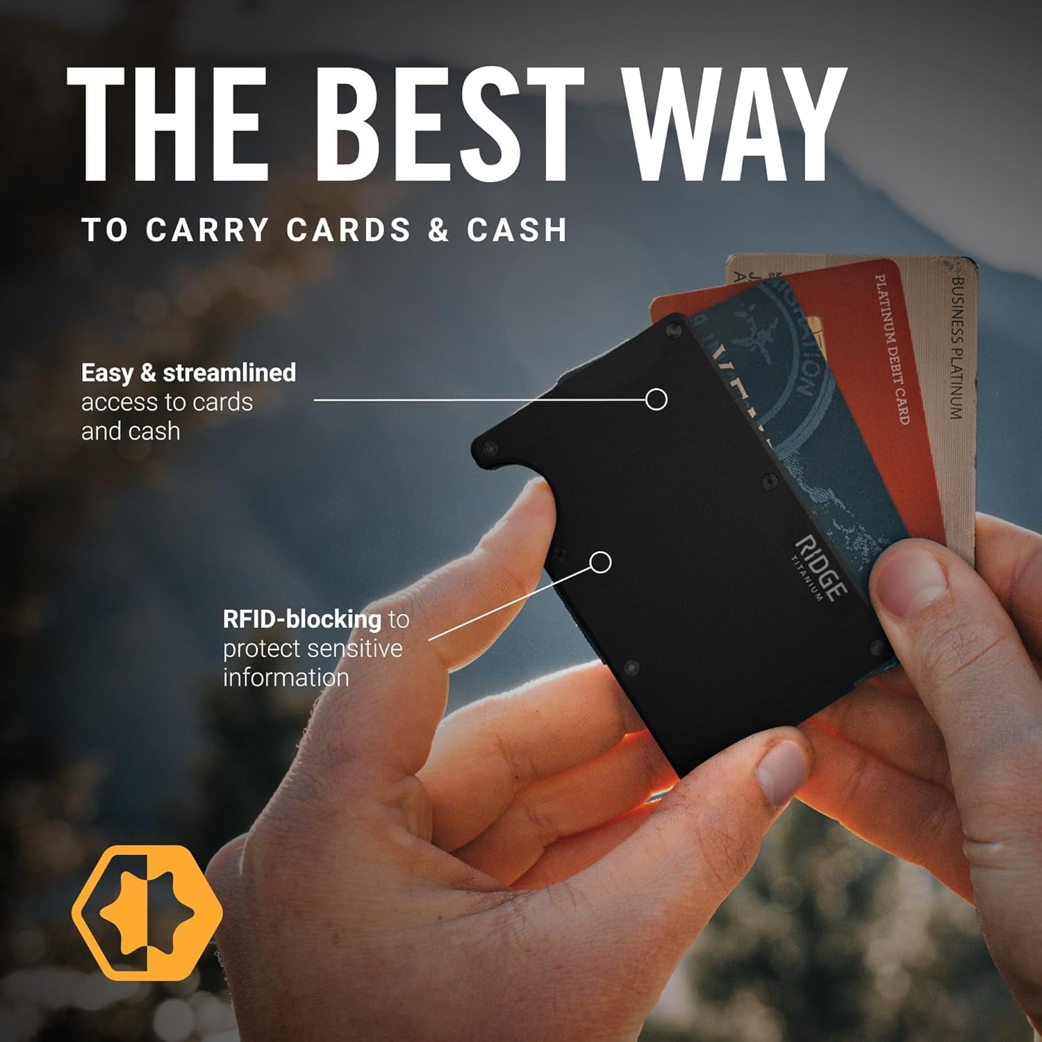 男性用リッジウォレット、RFID保護機能付きフロントポケット - Wallet Slim Titanium のレビューと価格