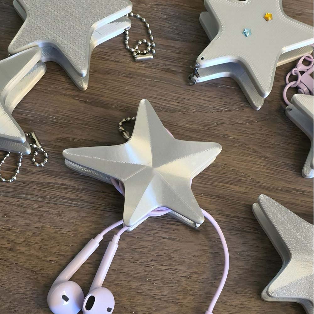 Y2Kスタイル3Dスターケーブルホルダー、ポータブルイヤホン - Cable Winder Keychain のレビューと価格