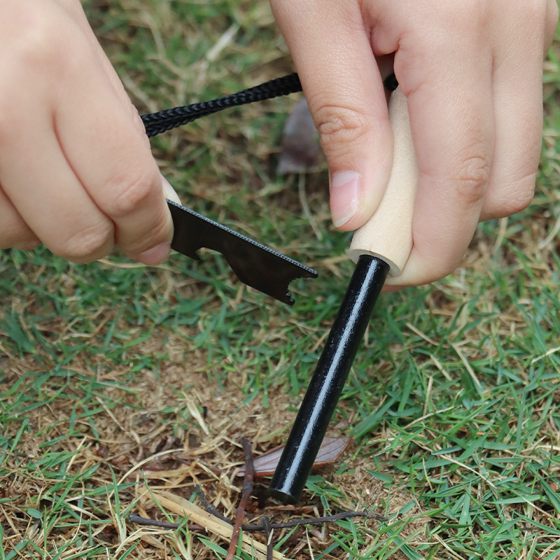 携帯用屋外フリント、マグネシウム棒、銃器、木製ハンドル、フリ - Ferro Rod Striker のレビューと価格