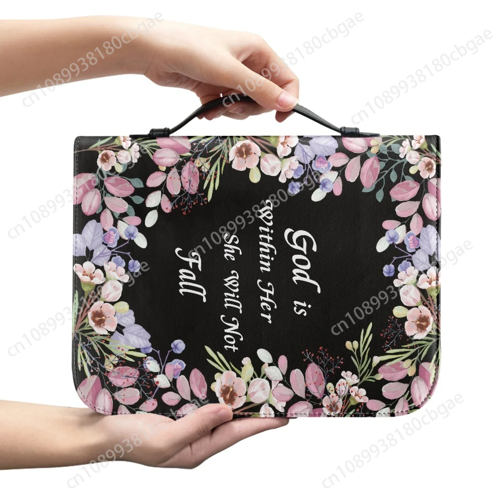 花柄のレザー聖書バッグ、女性男性用ハンドル付きハンドバッグ、 - Edc Carry Bag のレビューと価格