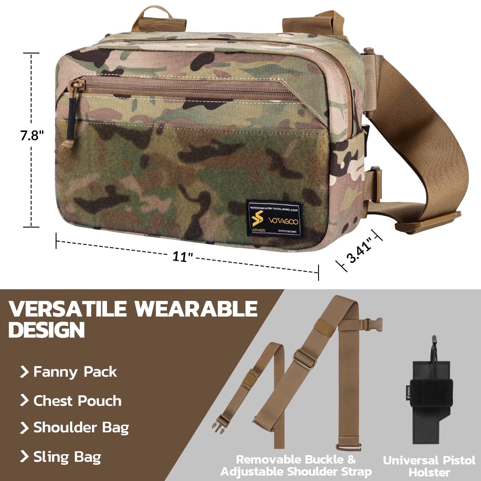 タクティカルファニーパック、ピストルホルスター付き隠しキャリ - Edc Concealed Carry Sling Bag のレビューと価格