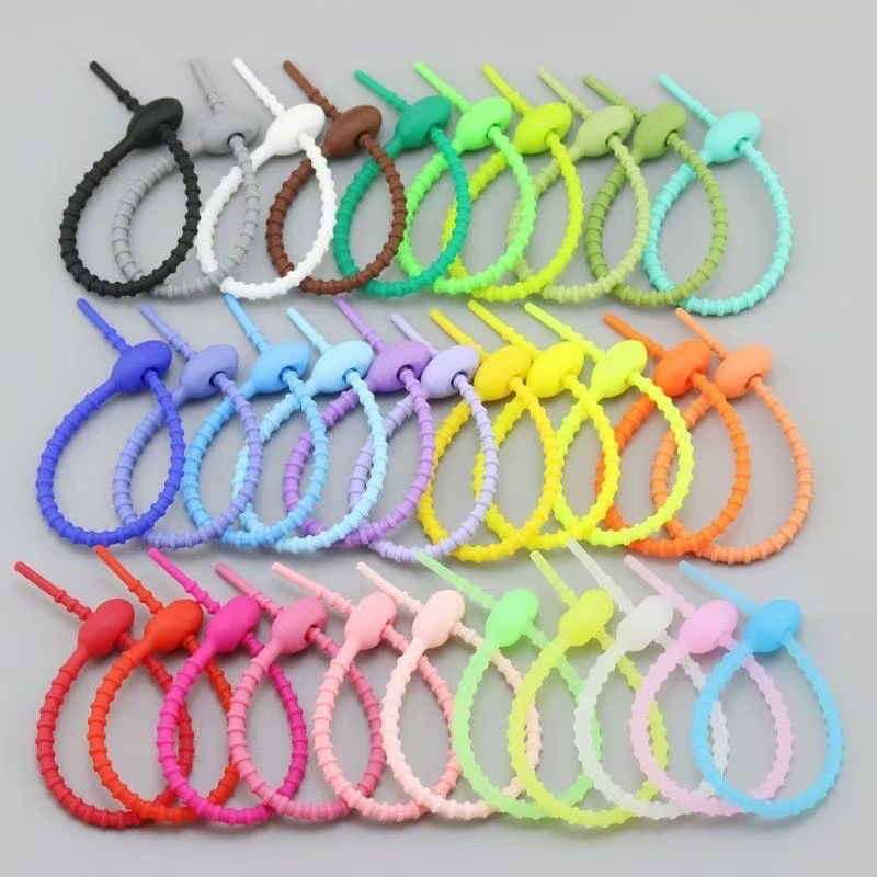 10/200 個シリコンケーブルタイマルチカラーケーブルワイ - Cable Winder Keychain のレビューと価格