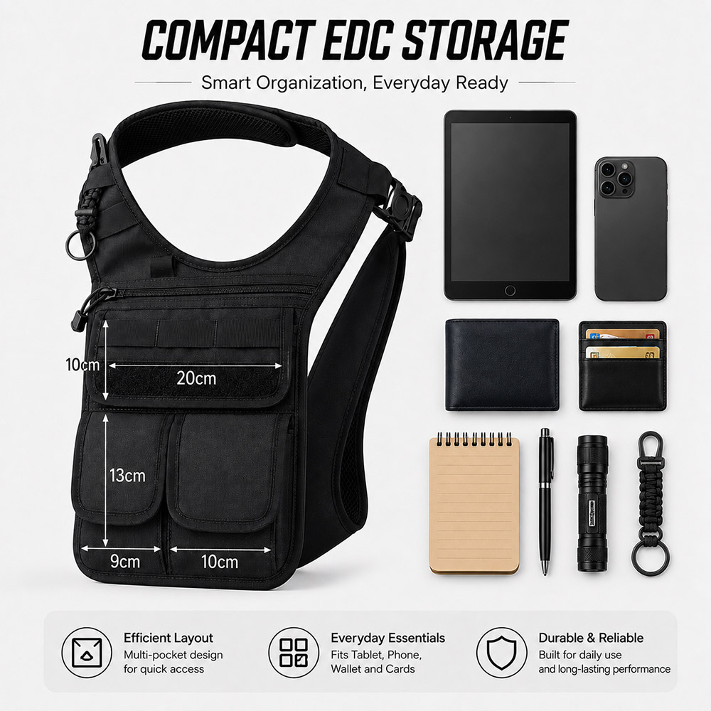 戦術的な隠しアンダーアームツールバッグ MOLLEマルチポケ - Edc Concealed Carry Sling Bag のレビューと価格