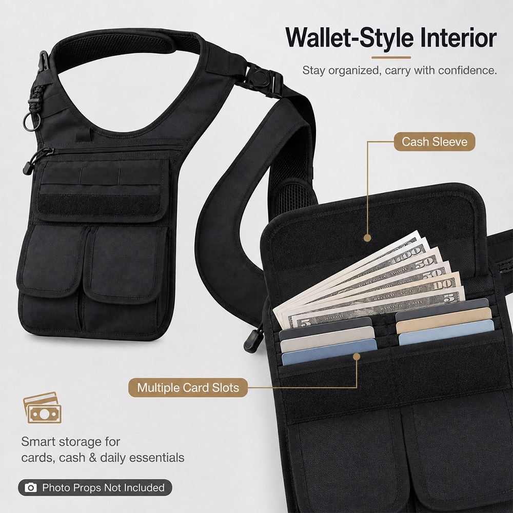 戦術的な隠しアンダーアームツールバッグ MOLLEマルチポケ - Edc Concealed Carry Sling Bag のレビューと価格