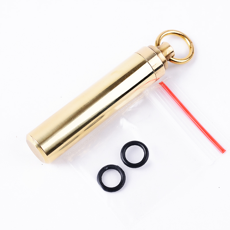 1 PC ソリッドブラス防水ピルカプセルフォブホルダーケース - Pill Fob Capsule のレビューと価格