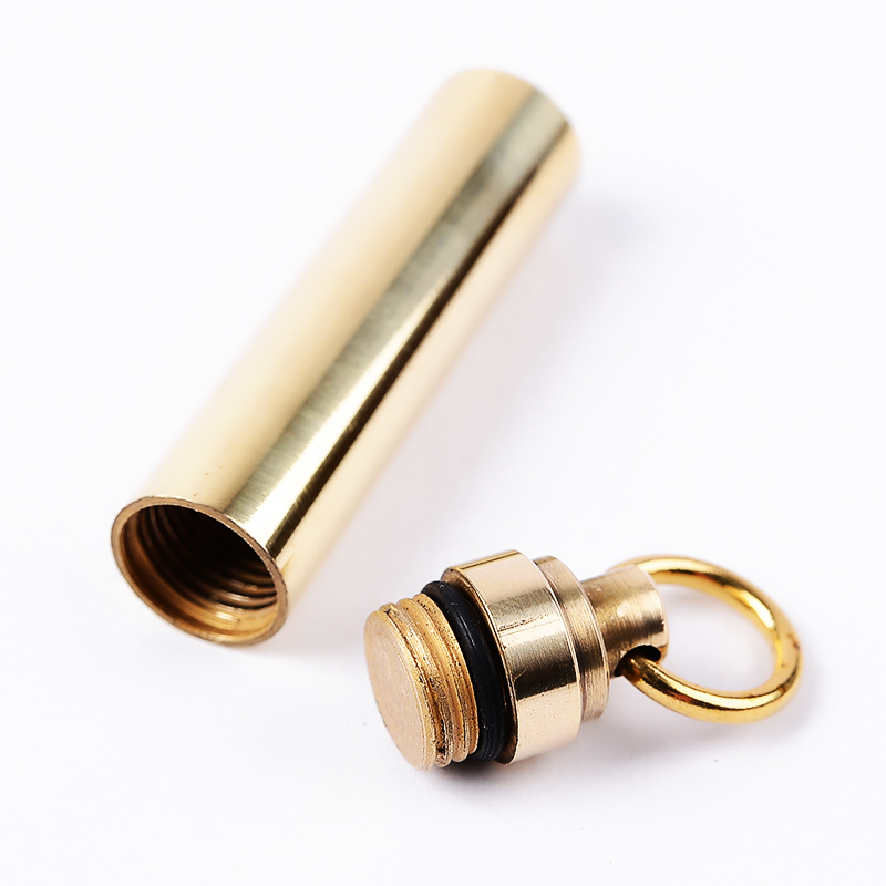 1 PC ソリッドブラス防水ピルカプセルフォブホルダーケース - Pill Fob Capsule のレビューと価格