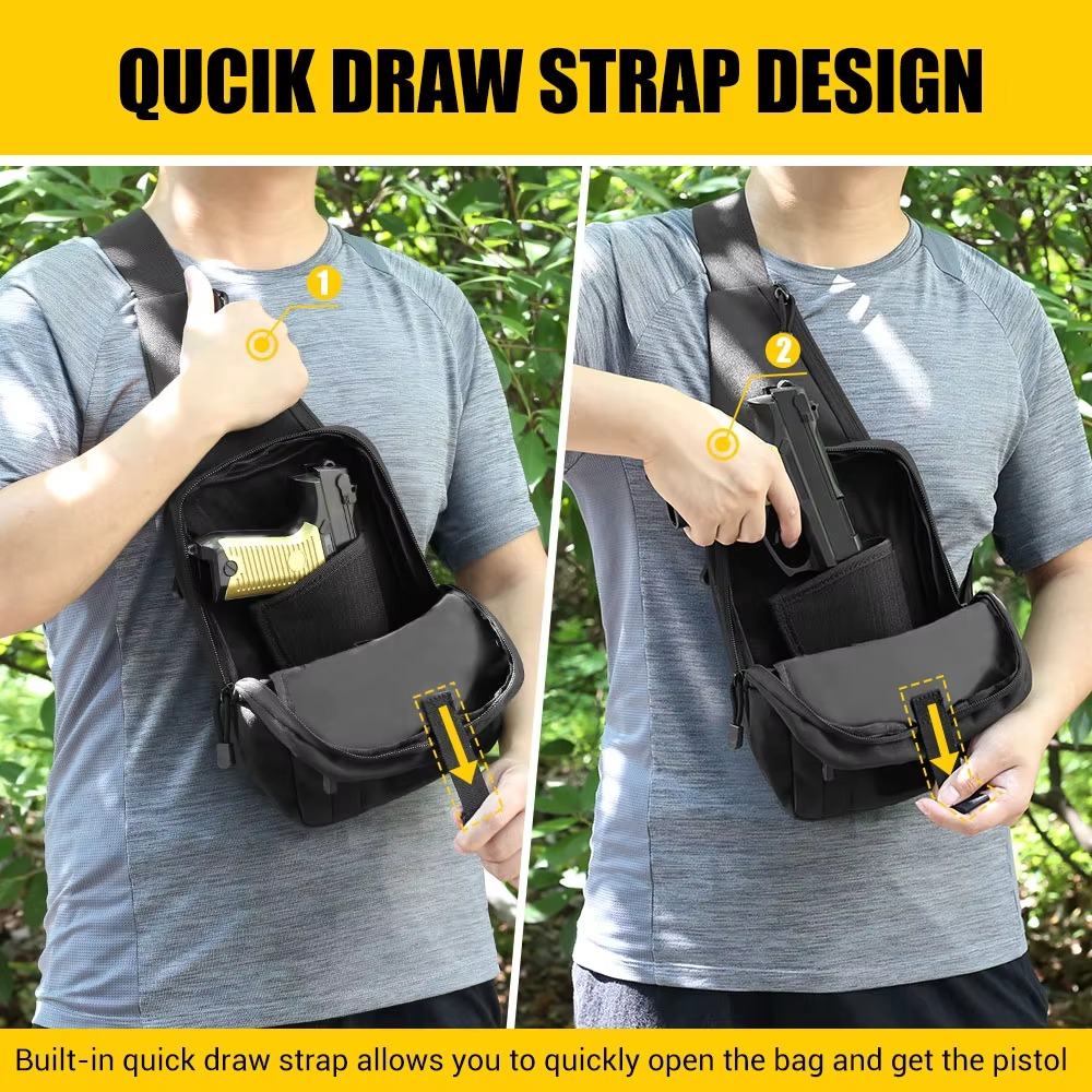 戦術用ピストルガンバッグ、隠しキャリーガンホルスター、ハンド - Edc Concealed Carry Sling Bag のレビューと価格