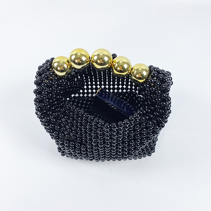 手作りのビーズ織りアクリルイミテーションパールバッグは、ファ - Edc Carry Bag のレビューと価格